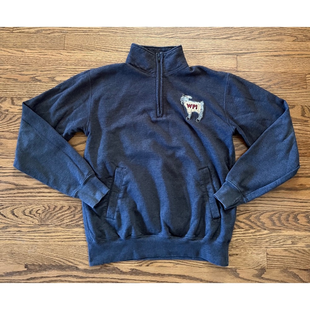 Champion WPI Worcester Polytechnic Institute Quarter Zip Sweatshirt Gray Medium